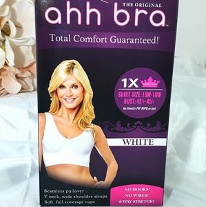 Ahh Total Comfort Bra White 1X Brand New 1X
